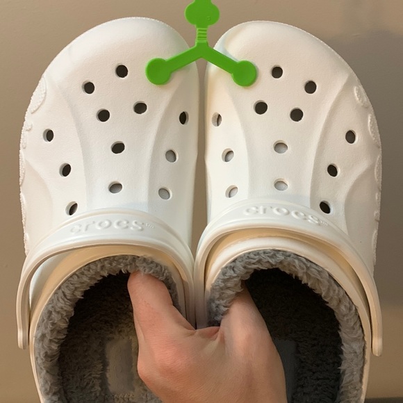 White Fur-Lined Crocs - Picture 8 of 10